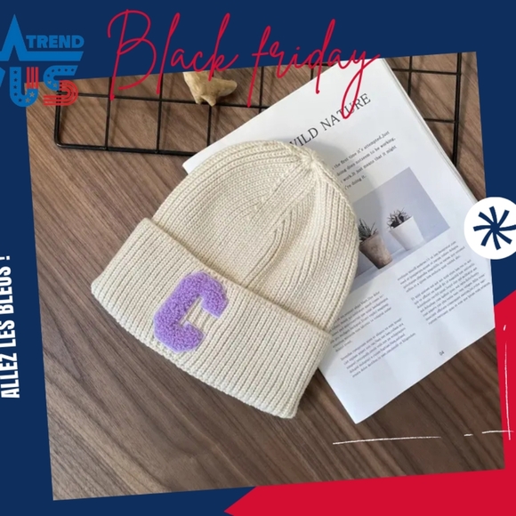 Winter unisex multi color C letter beanie cap - Picture 8 of 10